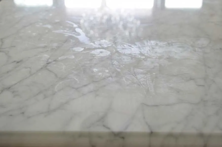 Marble countertops will etch if unsealed