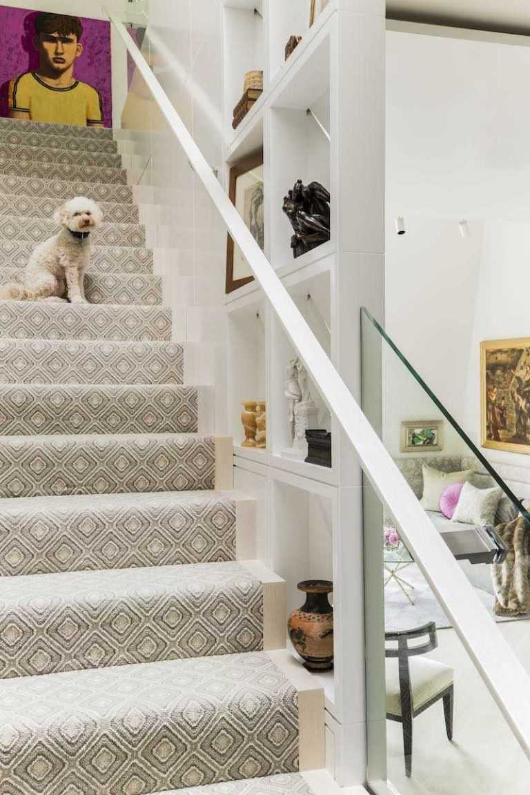 Platemark Interior Design Commonwealth Avenue Stairs with Dog