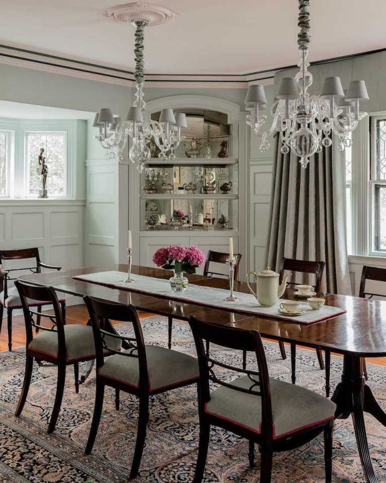 Platemark Interior Design Brookline Walnut Dining Room China Cabinet