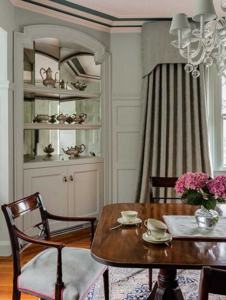 Platemark Interior Design Brookline Walnut Dining Room Window