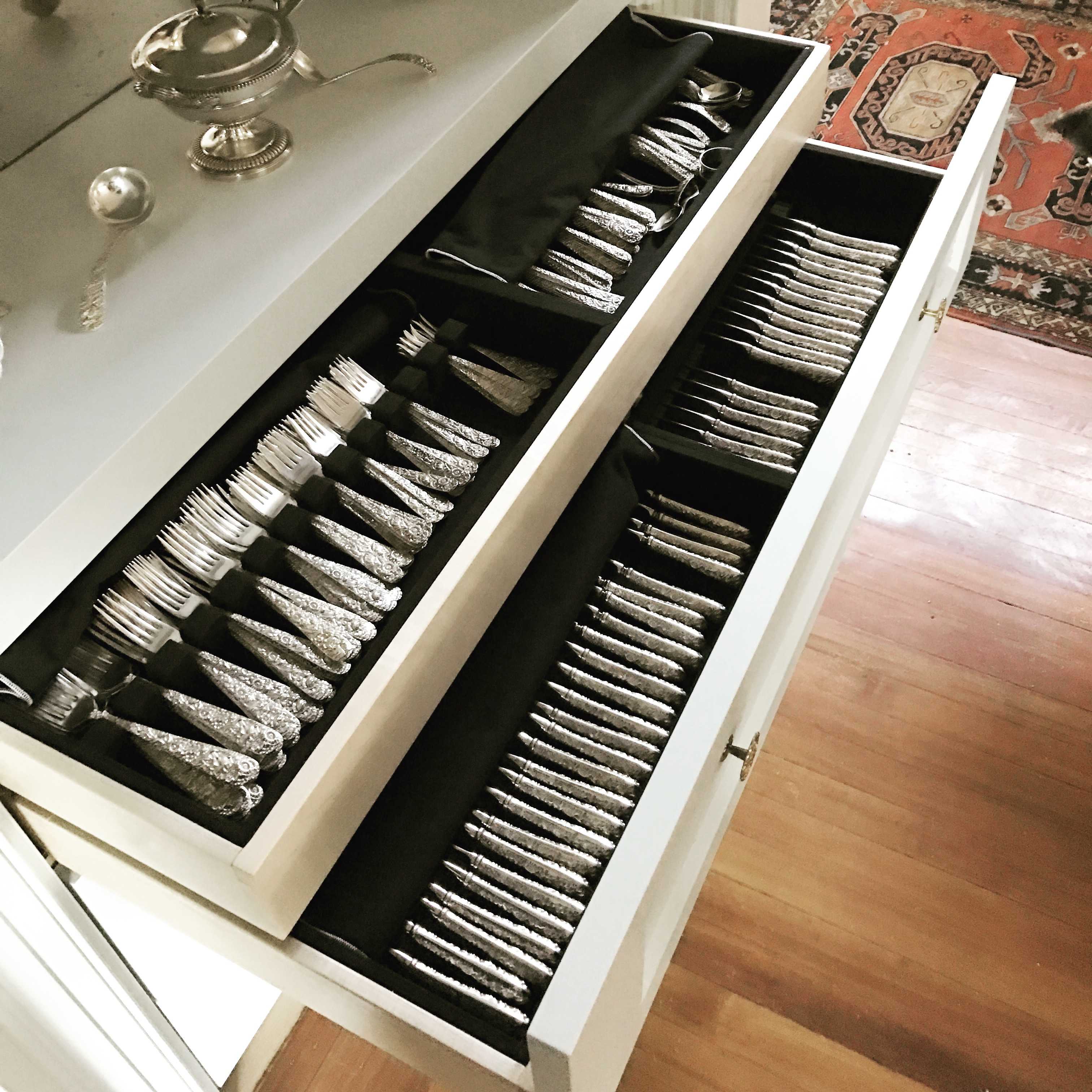 Custom drawers to store silver